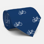 Cravate Icônes de bicyclette bleu marine (Roulé)