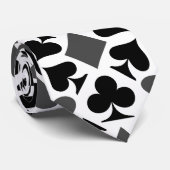 Cravate Icônes De Costume Quatre Cartes Motif Noir Et Blan (Roulé)