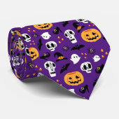 Cravate Icônes d'Halloween : Crânes, Citrouilles, Fantômes (Roulé)