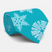 Cravate Icy Aqua Turquoise Froid Snowflakes hiver Noël (Roulé)