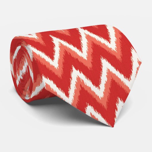 Cravate Ikat Chevron Stripes - Rust Orange et Blanc (Roulé)