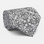 Cravate Ikat damask pattern - gris clair et gris moyen (Roulé)