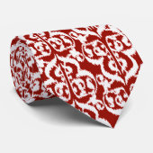 Cravate Ikat Damassé Mauresque - rouge foncé et blanc (Roulé)