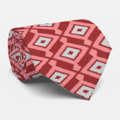 Cravate Ikat Motif - Bourgogne, gris et corail (Roulé)