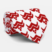 Cravate Ikat stylisé floral - rouge foncé et blanc (Roulé)