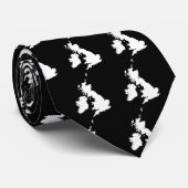 Cravate Îles britanniques - Blanc sur Noir (Roulé)