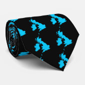 Cravate Îles britanniques - Bleu clair sur noir (Roulé)