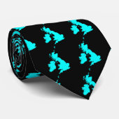Cravate Îles britanniques - Cyan sur Noir (Roulé)
