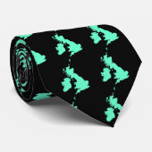 Cravate Îles britanniques - Turquoise sur Noir (Roulé)