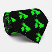 Cravate Îles britanniques - Vert sur Noir (Roulé)