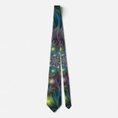 Cravate Illuminé Abstrait brillant Turquoise violet Fracta (Devant)