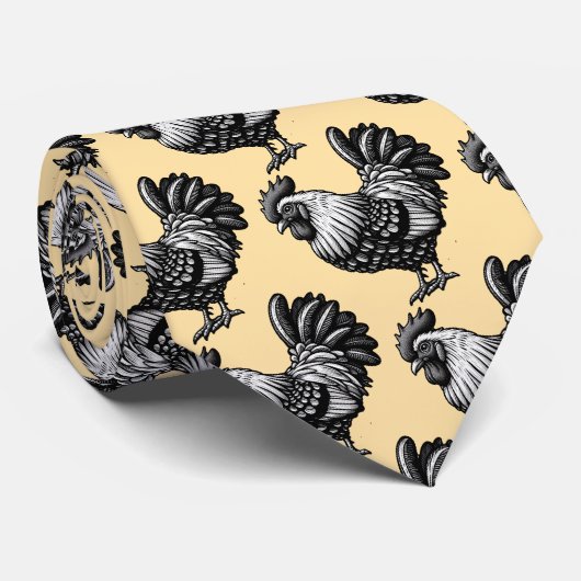 Cravate Illustration complexe du coq (Roulé)