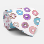 Cravate Illustration couleur pastel beigne rose et bleu (Roulé)