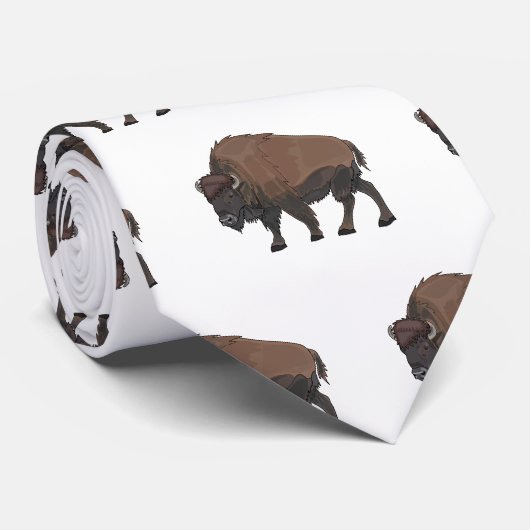 Cravate Illustration de bison (Roulé)