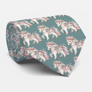 Cravate Illustration de cheval de fantaisie au pastel flor