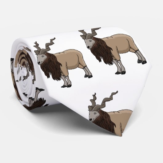Cravate Illustration de chèvre de Markhor (Roulé)