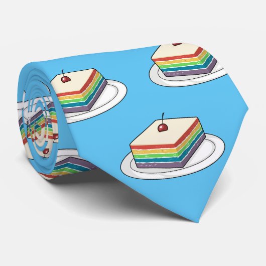 Cravate Illustration de gâteau arc-en-ciel (Roulé)