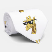 Cravate Illustration de girafe drôle avec lunettes de sole (Roulé)