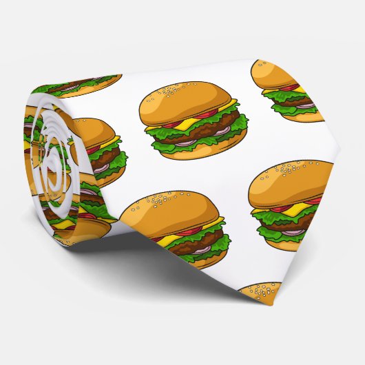 Cravate Illustration de Hamburger (Roulé)