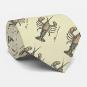 Cravate Illustration de homard, fruits de mer du Maine (Roulé)