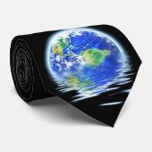 Cravate Illustration de la terre inondée par réchauffement (Roulé)