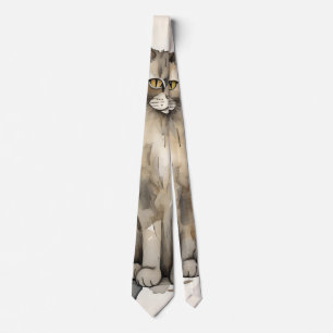 Cravate Illustration de l'aquarelle du Maine Coon