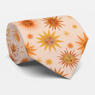 Cravate Illustration de l'aquarelle orange Sun Face