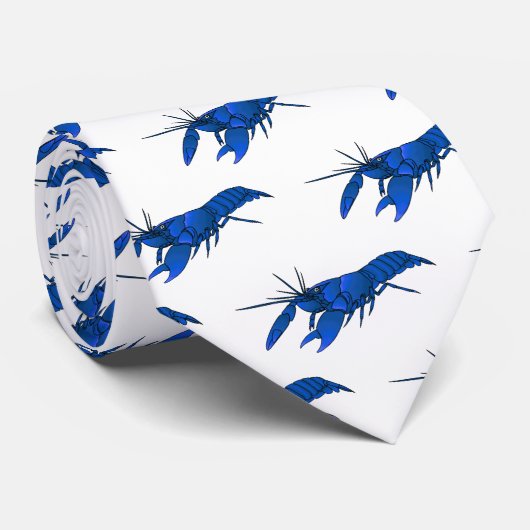 Cravate Illustration de l'écrevisse marron bleu (Roulé)