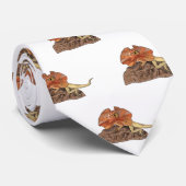 Cravate Illustration de lézard à col frisé (Roulé)