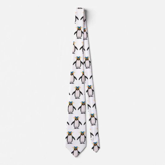 Cravate Illustration de mignon macaroni pingouin (Devant)