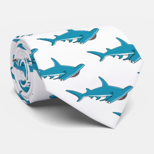Cravate Illustration de requin marteau (Roulé)