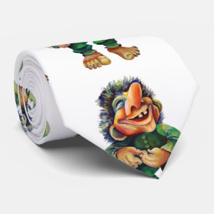 Cravate Illustration de troll drôle scandinave aquarelle