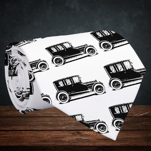 Cravate Illustration de voiture noire vintage