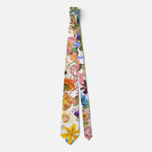 Cravate Illustration des fleurs tropicales et du jardin.