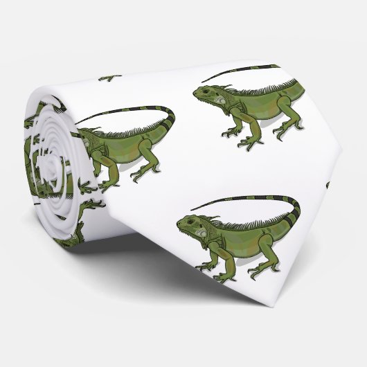 Cravate Illustration d'Iguana (Roulé)