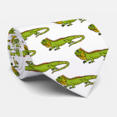 Cravate Illustration d'iguane vert heureux (Roulé)
