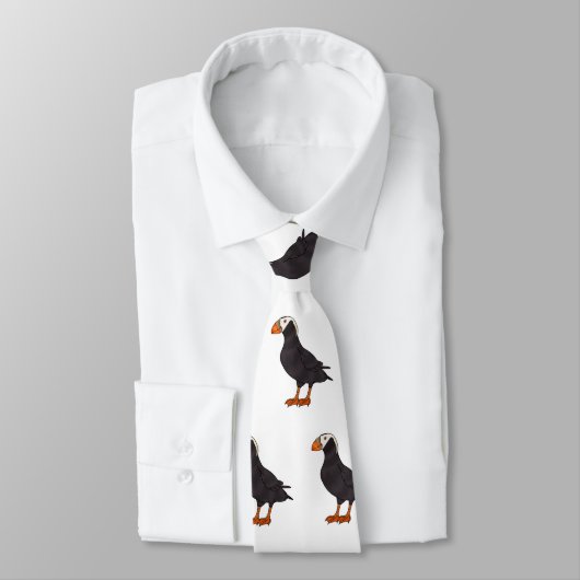 Cravate Illustration d'oiseau bouffon touffu (Attaché)
