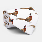 Cravate Illustration d'oiseau faisan à cou circulaire (Roulé)