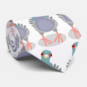 Cravate Illustration drôle de pigeon curieux