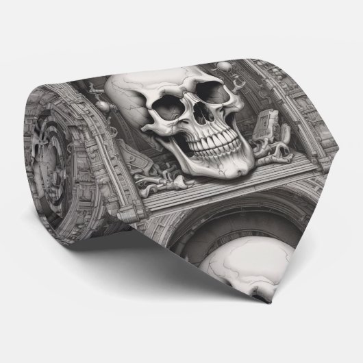 Cravate Illustration du crâne (Roulé)