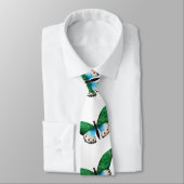 Cravate Illustration du papillon vert bleu vintage (Attaché)