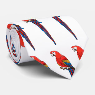 Cravate Illustration du perroquet de macaw Scarlet