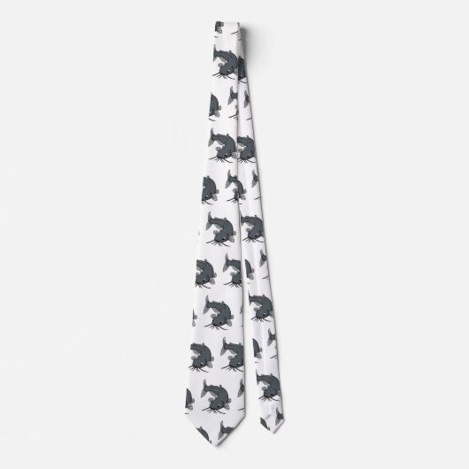 Cravate Illustration du poisson-chat mignon (Devant)