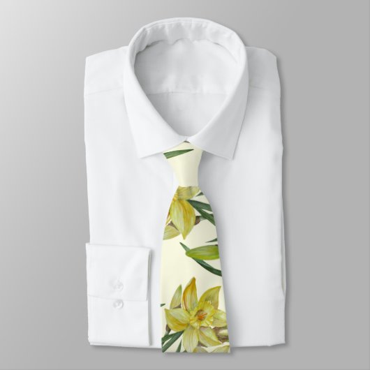 Cravate Illustration du portrait des jonquilles d'aquarell (Attaché)