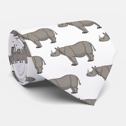 Cravate Illustration du rhinocéros de Javan (Roulé)