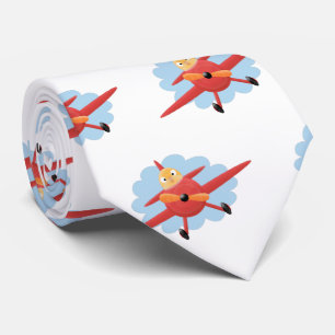 Cravate Illustration d'un avion rouge volant mignon