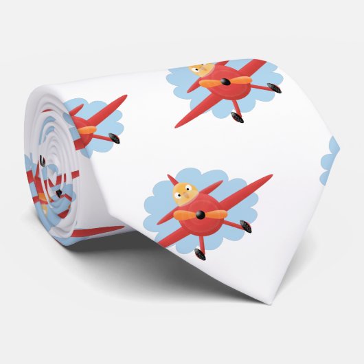 Cravate Illustration d'un avion rouge volant mignon (Roulé)