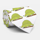 Cravate Illustration d'un dimétrodon vert mignon (Roulé)