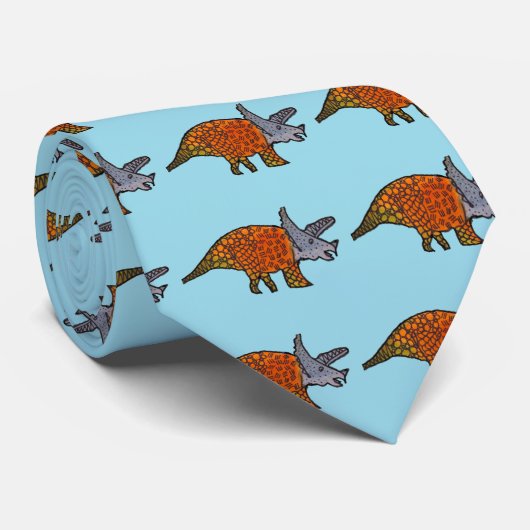 Cravate Illustration mignonne de dinosaure bleu de (Roulé)