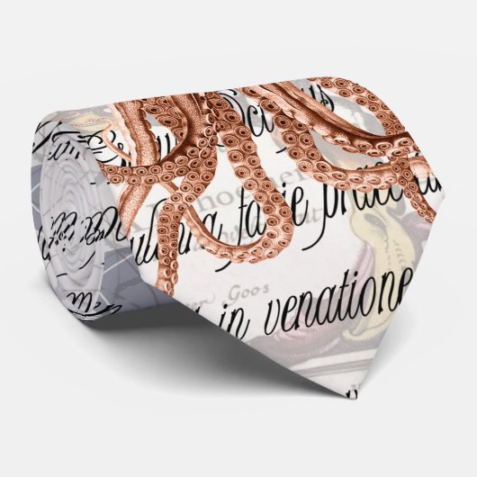 Cravate Illustration vintage de pieuvre (Roulé)